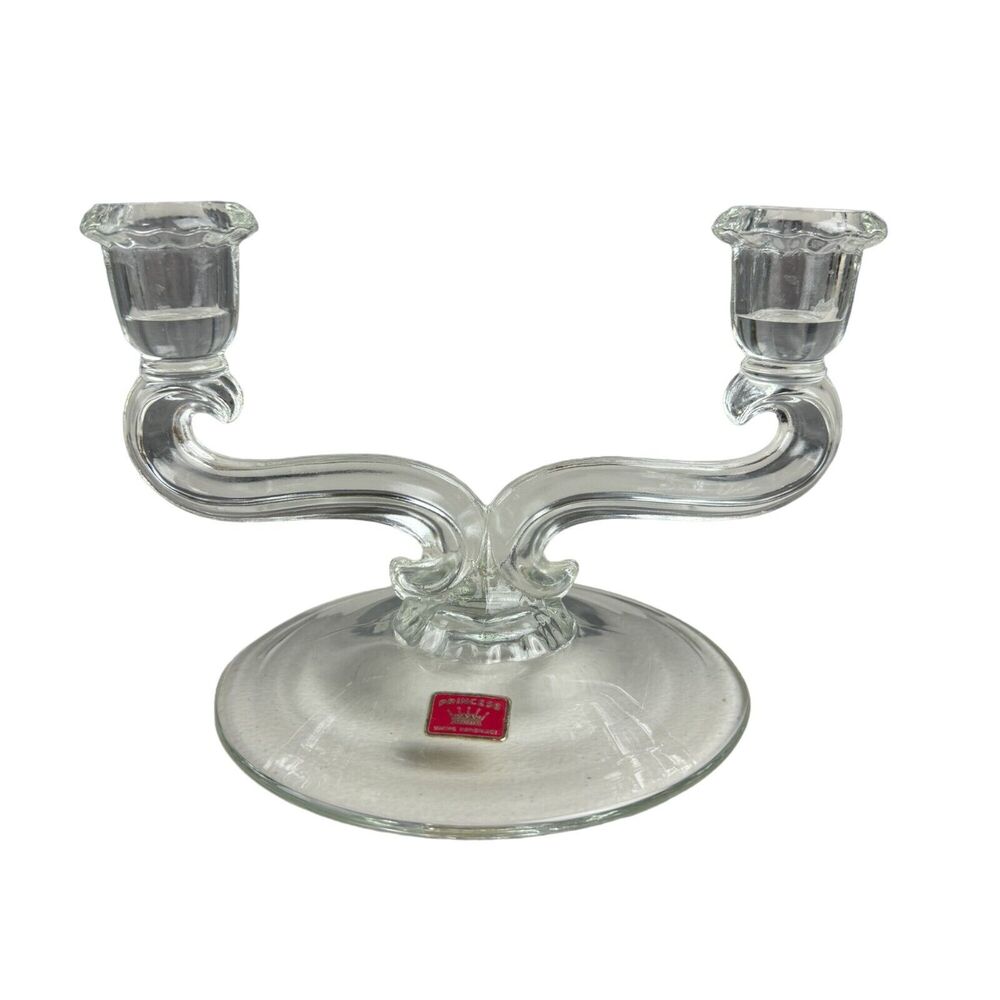 Vintage Viking Princess Glass Candlestick Holder